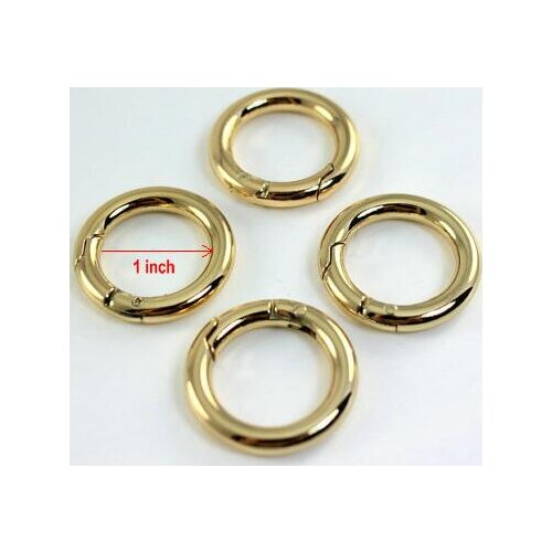 60 Pieces 1 inch Alloy Gold Finish Spring Gate O Ring Metal O ring for bag making