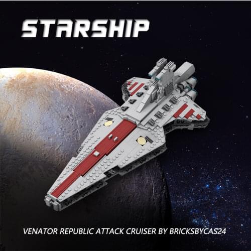 MOC Star Destroyer Model UCS Micro Venator Class Republic Attack Cruiser Building Blocks Space War Space Ship Bricks Toy Kids