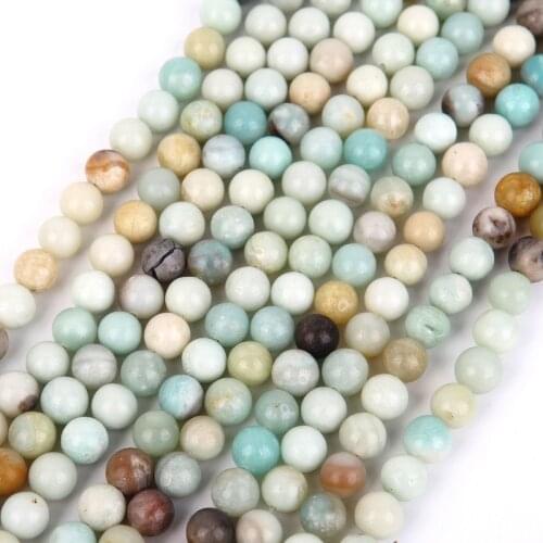 Round 4/6/8/10mm Amazonite Loose Beads for DIY Craft Bracelet Necklace Jewelry Making