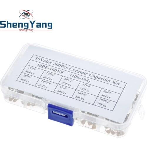 300pcs 10value 50v 10pf 20pf 30pf 47pf 56pf 68pf 100pf 1nf 10nf 100nf Multilayer Ceramic Capacitor Assortment Kit