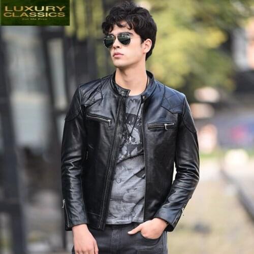 Spring Genuine Leather Winter Jacket Men 100% Natural Real Sheepskin Coat Autumn Streetwear Moto Biker Leather Coats 3154