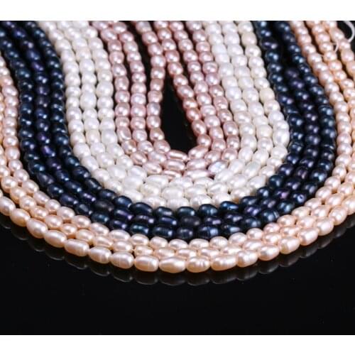 4-5mm Natural Freshwater Pearl Beading Rice Shape Real Pearls for DIY Charms Bracelet Necklace Jewelry Making Strand 36cm gift