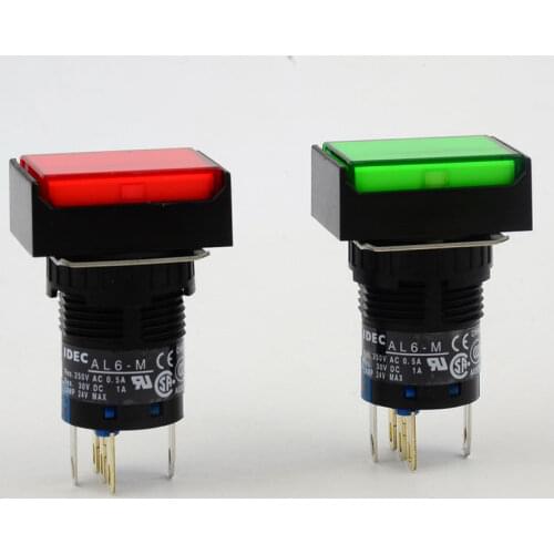 New Original Brand Push Button Switch 16mm AL6H-M14GC RC YC 16MM Mounting Hole Momentary AL6-M