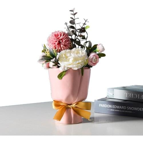 Nordic Creative Ceramic Bouquet Flower Vase Valentines Day Gift Home Wedding Decoration Dried Flowers Vases Bonsai Flower Pot