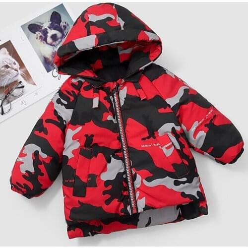 Autumn Winter Boys Girls Fashion Clothes Thick Long Hooded Warm Coat Children Camouflage Jackets Costume For Teenager Kids
