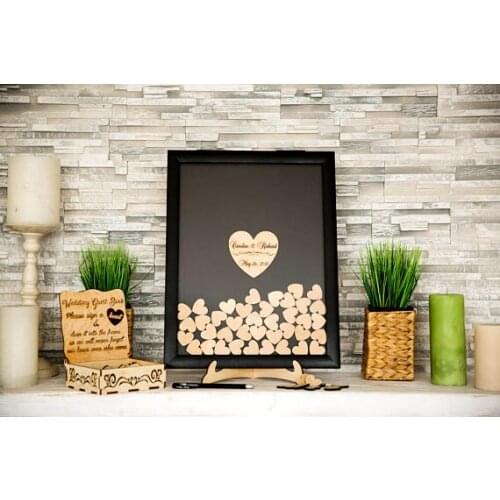 Personalized names date wooden frame Wedding Guest Book Alternative Drop Box guestbook Drop top guest books birthday decorations