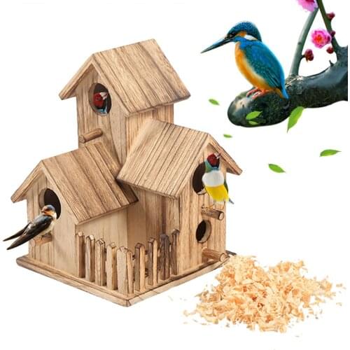 Bird Nest Bird House Breeding Nest Bird Feeder Children Toy 3 house structures And fence Home Decoration Outdoor Gardening #WO