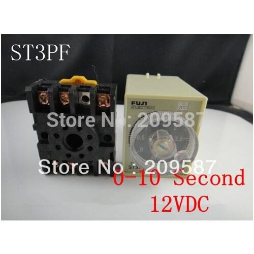 12VDC power off delay timer time relay 0-10 second ST3PF & Base