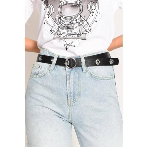2021 Season Eyelet Detailed Belt Punk Style Long Belt Personality Women New Fashion Tide All-match Spring Autumn