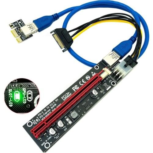 Riser 00103S PCIe 1x to 16x Express Riser Card Graphic PCI-E Riser Extender 60cm USB 3.0 Cable SATA to 6Pin Power for BTC Mining