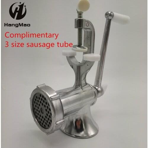 NO.10 Manual Meat Grinder Mincer Silver Aluminum Alloy Hand Crank Meat Mincer Household Hand Grinder Sausage Stuffer Kitchen