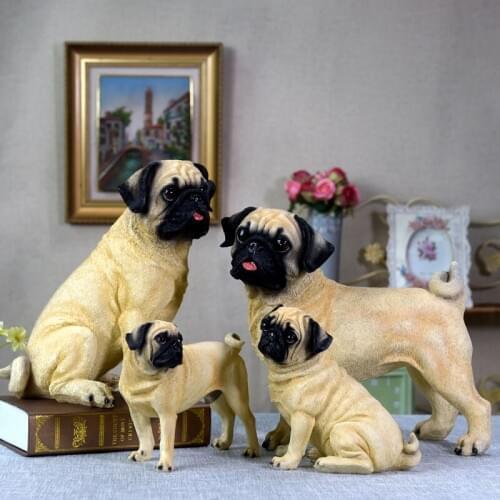 Simulated Dog Furnishings Resin Pet Pug Dog Model Living Room TV Cabinet Household Decoration Handicraft