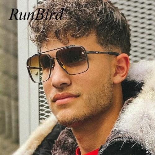 RunBird Retro Double Bridges Square Sunglasses Women Fashion Gradient Shades 2021 Fashion Punk Sunglasses for Men UV400 5545
