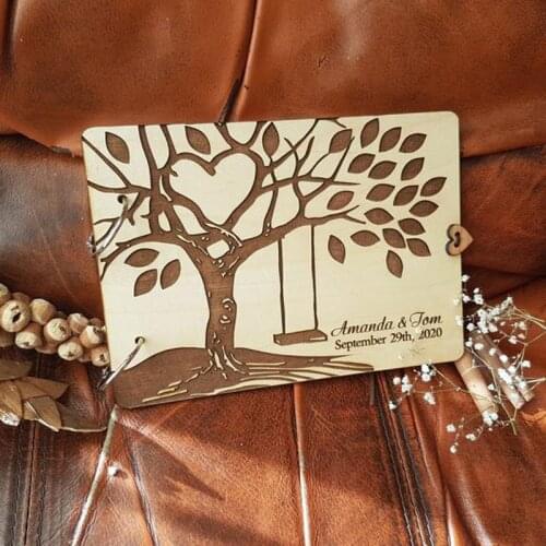 Wedding Rustic Guest Book Wooden Bride Groom Guest Book for Wedding Tree Personalized Wedding Guestbook Scrapbook Album