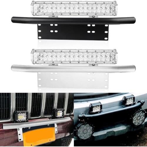 Headlight Bracket Fog light Bracket Holder Offroad Headlight Bull Bar Front Bumper License Plate Silver Black Motor Spotlights