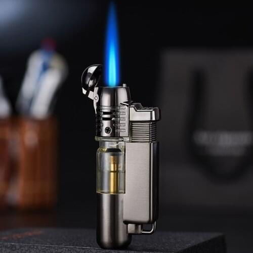 Windproof Turbo Lighter Metal Transparent Gas Box Jet Torch Cigar Lighters Mini Portable Smoking Accessories Gift for Man
