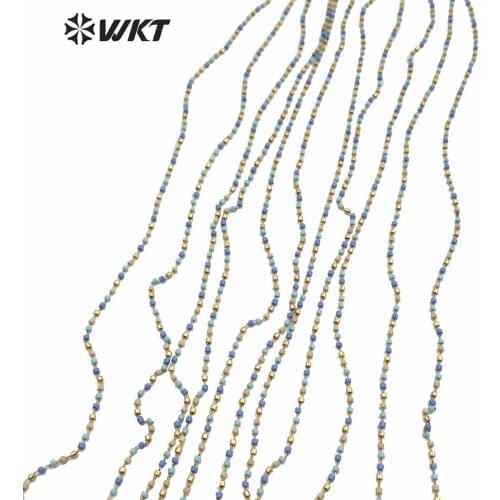 WT-RBC159 WKT Best Selling Bead Jewelry Chain Mixed Color Gold Plated Brass Chain Japan Miyuki Bead Chain