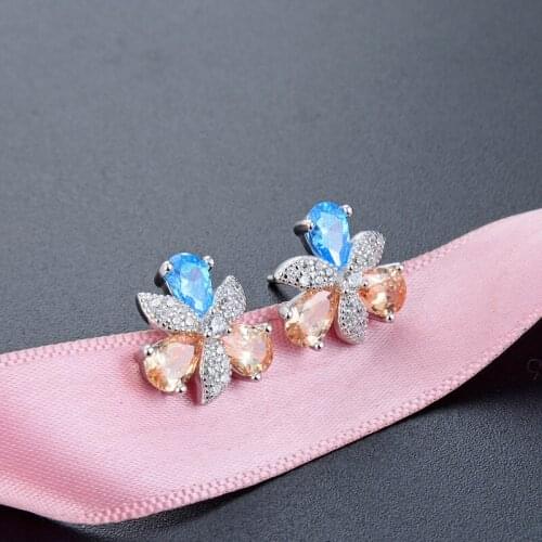 Anillos Yuzuk New Natural Birthstone Royal Blue Oval Topaz Stud Earrings With Solid 925 Sterling Silver Fine Jewelry For Women