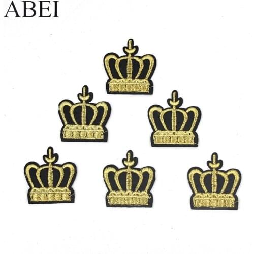 10pcs/lot Gold Embroidery Patches Iron On Crown Appliques Diy Clothes Bags Backpack Stickers Garment Sewing Accessories Patch