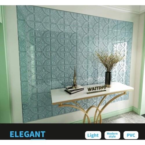 12PCS Plastic 3D Drop Ceiling Glue-up Ceiling Wall Panels Fancy Classic Style in Gray