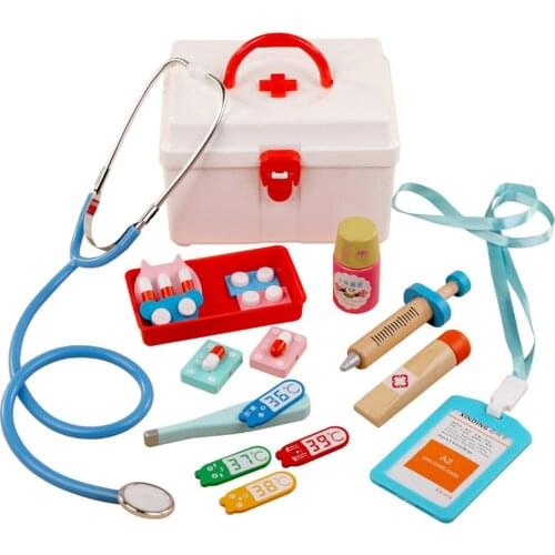 13Pcs/Set Wooden Pretend Play Doctor Toys Set Nurse Injection Medical Kit Role Play Simulation Educational Toys For Children