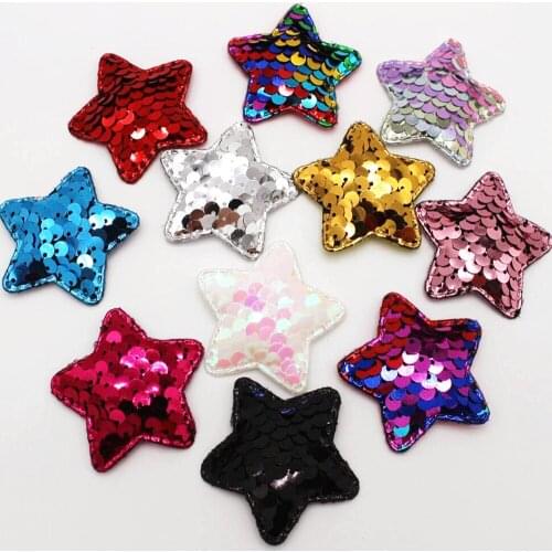 58mm 20PCS colorful reversible five-pointed star sequins patch hairpin glitter DIY crafts material decoration mixed fashion clot