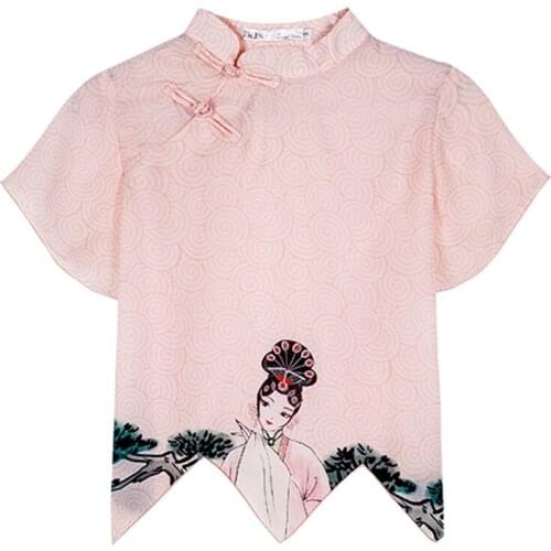 2021 short-sleeved womens traditional chinese costumes hanfu graceful tops chinese cheongsam shirts cheongsam tops summer