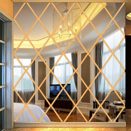 32Pcs 50*100cm DIY 3D Mirror Wall Stickers Diamonds Acrylic Mirror Sticker Mural For Living Room Home Bath Decoration Paredes