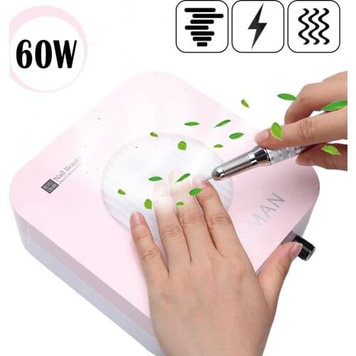 60W Nail Vacuum Cleaner Manicure Dust Collector With Fine Filter Great Power Nail Art Tools For Cleaning Nail Polishing Dust