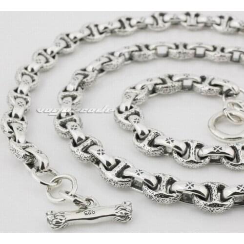 925 Sterling Silver Mens Biker Necklace 8L008