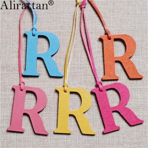 Alirattan New Genuine Leather English Letter R Character Charm Trendy Wholesale Custom Women Leather Customized Pendant Ornament
