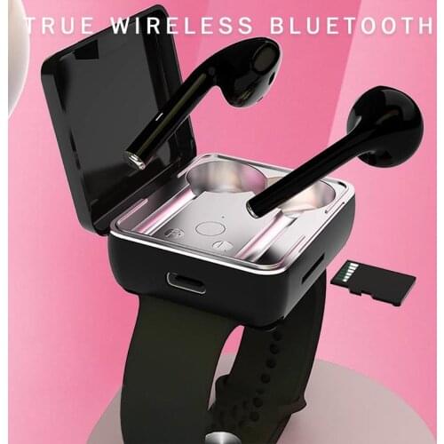 Wireless Headphones Earphone Smart Watch Touch Control Bluetooth Headset TF Cards Sport Bracelet Earbuds Multi-functional TWS