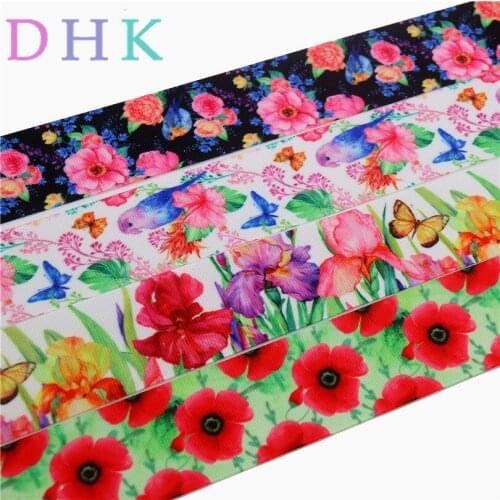 DHK 1.5'' Free shipping bird flowers printed grosgrain ribbon Accessory hairbow headwear DIY decoration 38mm S774