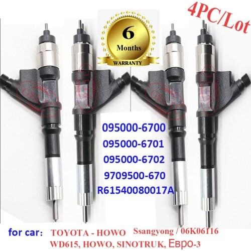 ORLTL Diesel Common Rail Injectior 095000-6700 0950006700 R61540080017A 6700 9709500-670 For TOYOTA Ssangyong 4pc/lot