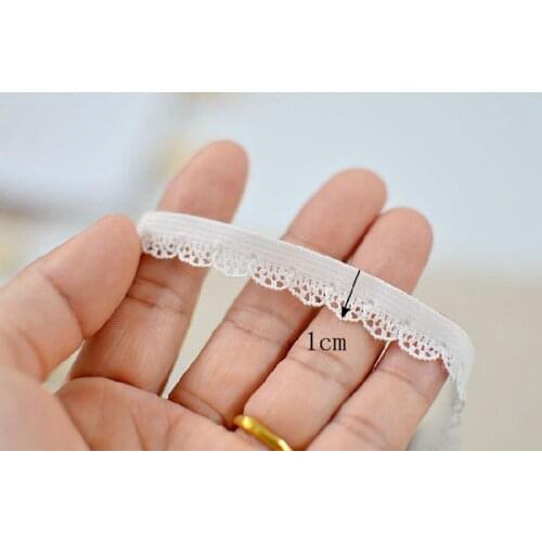 30Meters White Ruffle Elastic Lace Trim Stretch Band Clothing Garment Doll Dress 1cm Width Free Shipping