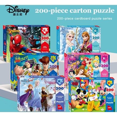 Disney Frozen Toy Story Avengers Spider-man Puzzle 200 Pieces Super Heroes Jigsaw Games Cartoon Educational Toys For Childrens