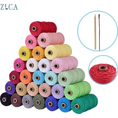 3mm X 100M Cotton Cord Colorful Rope Thread Twisted Macrame String DIY Home Decor Wedding Textile Wrapping Art 110yards Red Rope