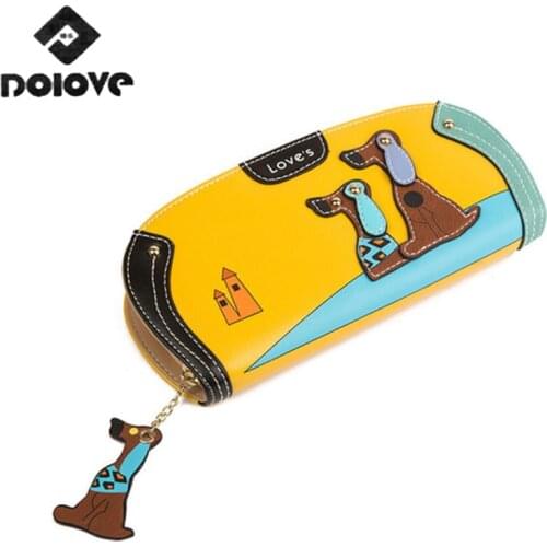 DOLOV New Fashion Cute Puppy Wallet Cartoon Dog 6 Colors PU Leather Women Wallets Ladies Clutch Zipper Long Card Holder Purse
