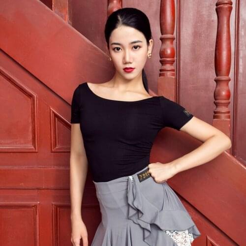 Latin Dance Costume Female Adult New Big Backless Round Neck Practice Clothes Yoga National Standard Latin Dance Clothes DN9208