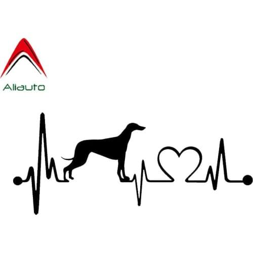 Aliauto Creative Car Stickers Greyhound Heartbeat Dog Vinyl Decal Automobile Styling Bumper Accessories Black/Silver,17cm*7cm