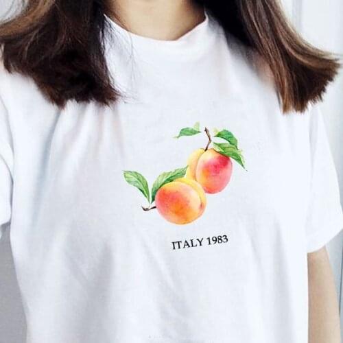 Kuakuayu HJN 80s Retro Style Peach Italy 1983 T-Shirt Summer Cute Aesthetic Short Sleeves Tee Call Me By Your Name Movie Shirt