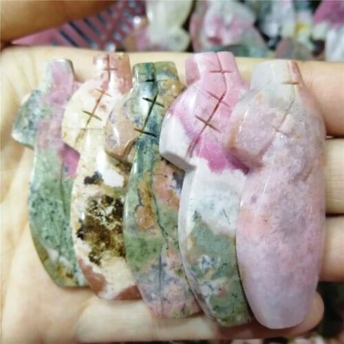 Hot Chinese custom carving magic goddess cloths cheongsam rhodonite stone healing crystal decoration for collection 1pc