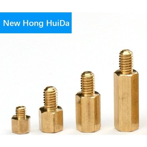 M4 Hex Male Female Brass Standoff Stud Board Threaded Pillar Mount Hexagon PCB Motherboard Spacer Hollow Bolt ScrewM4*L+6mm