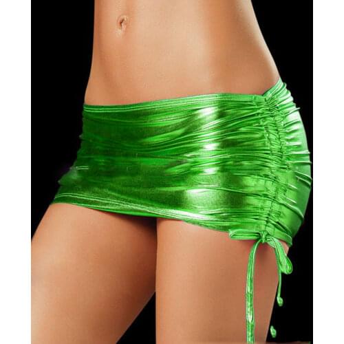 Tie Fold PU Faux Leather Mini Skirt Wrapped Hip Catsuit Costume MINI Skirt Cosplay Culb Dance Wear Erotic Products Candy Color