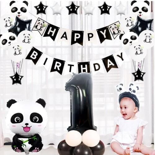Cartoon Panda Foil Balloons Happy Birthday Party Balloon Children Birthday Party Decoration Baby Shower Kids Animal Ballon Gifts