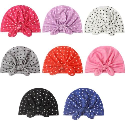 Nylon Elastic Cotton Blends Baby Beanies Cute Bowknot Turban Hats Sweet Soft Caps for Newborn Baby Boy Girls Headwraps