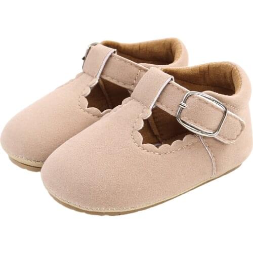 Newborn Baby Girls Solid Princess Shoes, Soft Sole Solid Color Mary Jane Shoes Infant Prewalker Wedding Dress Shoes