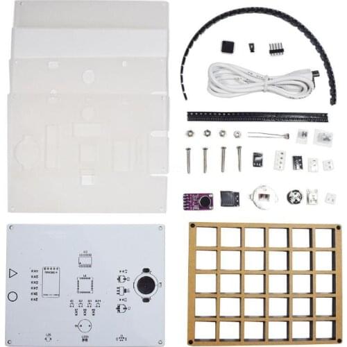 OOTDTY Multi-function LED Cool Music spectrum Colorful Palette Clock DIY Electronic Kit