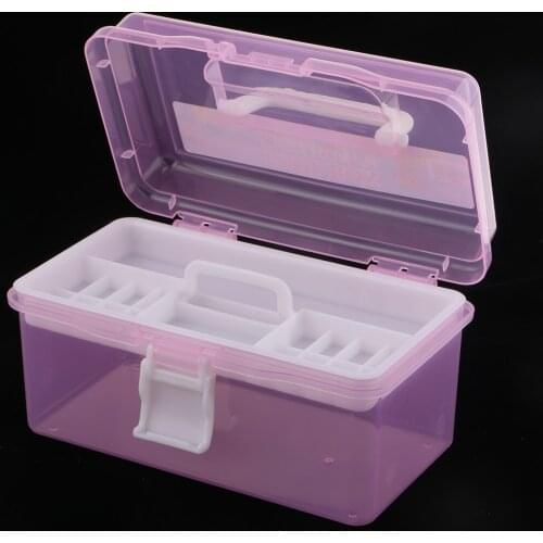 Painting Tool Organizer Household Medicine Storage Box Case With Handle Pink