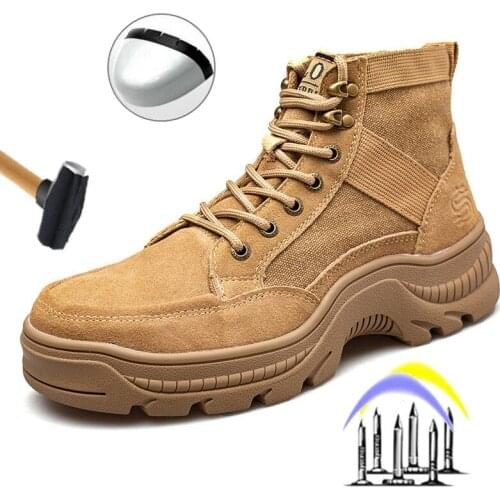 Autumn Safety Shoes steel toe Men, Fashion Anti-smashing Mens Work Shoes, Black Breathable Comfortable Sports Shoes size36-48